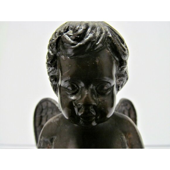 Vintage Bronze Cherub Angel Incense cone burner Candle holder Figurine - Picture 9 of 11
